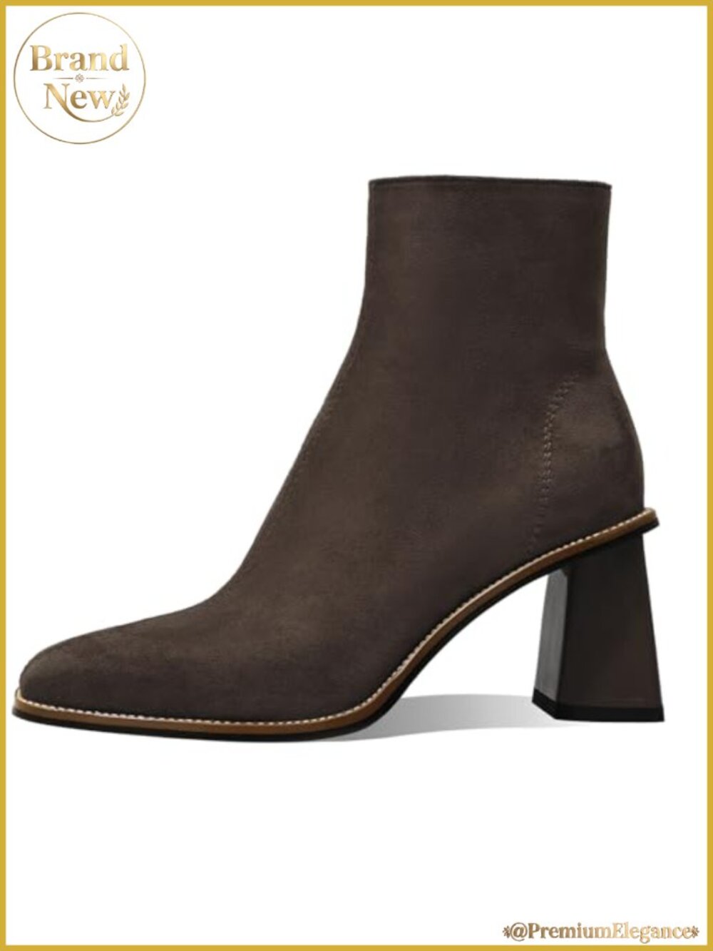 Women's Chunky Mid Heel Pointed Toe Ankle Boots Side Zipper Suede Booties